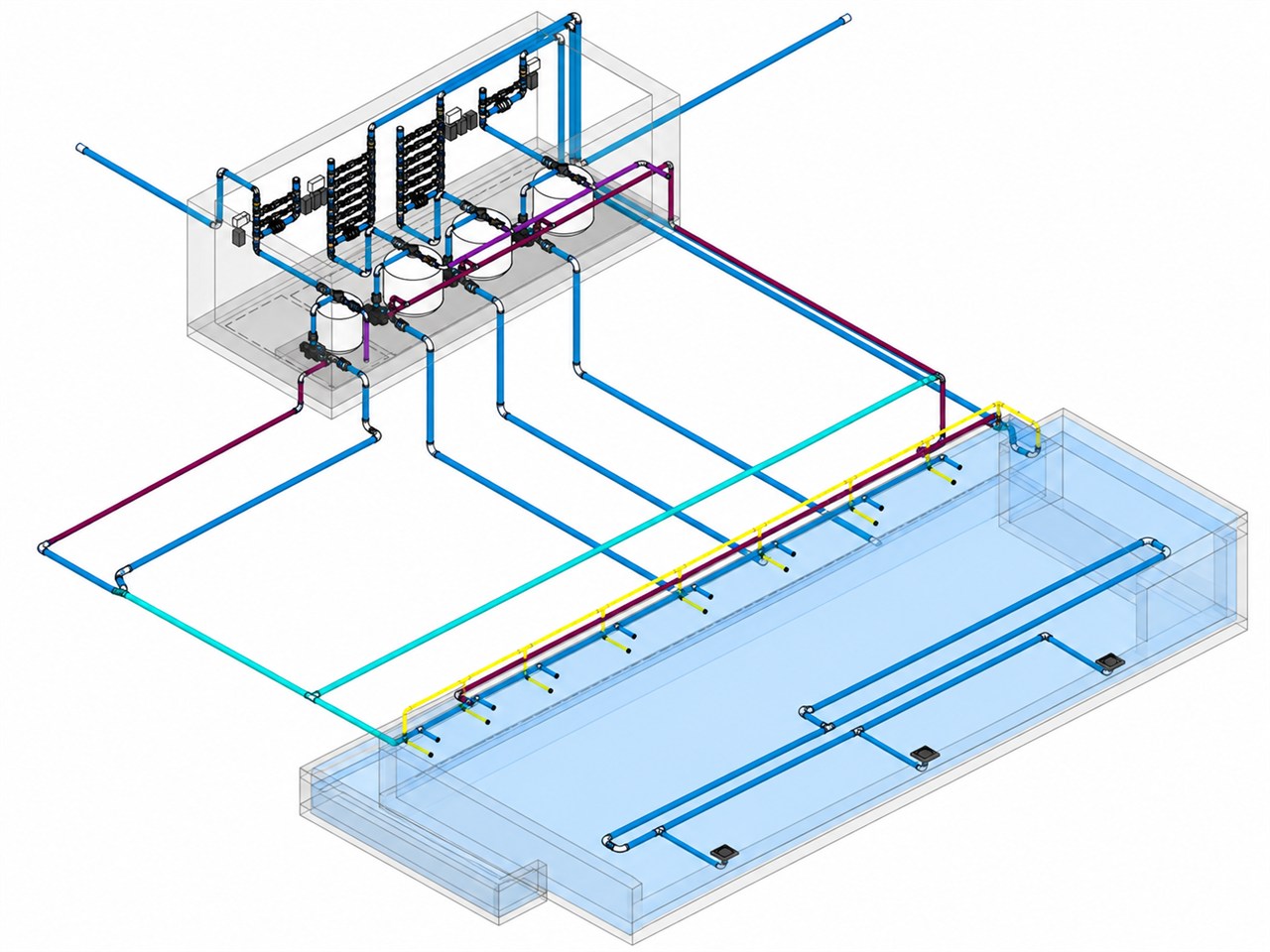 Modelo BIM da rede hidráulica completa